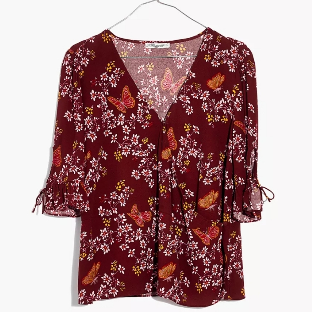 EUC Madewell Tie-Sleeve Wrap Top - Picture 5 of 12